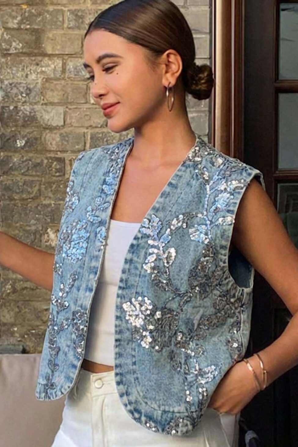 Fives τζιν γιλέκο με στρας μπλε - Image 2