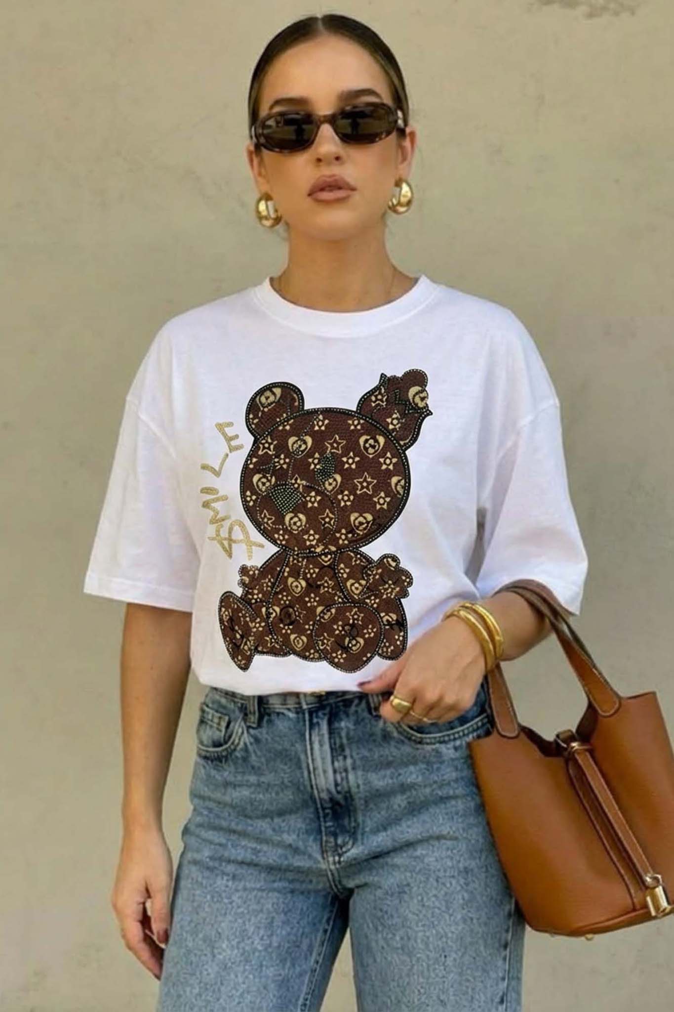 Grumpy T-shirt με σχέδιο αρκουδάκι λευκό Grumpy T-shirt με σχέδιο αρκουδάκι λευκό - Image 1