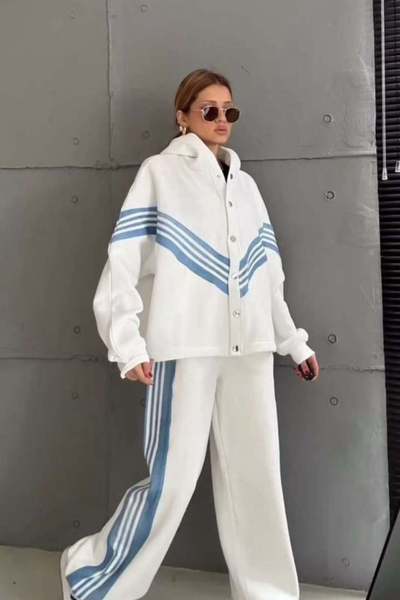 Harlem Σετ ζακέτα παντελόνι λευκό Harlem Σετ ζακέτα παντελόνι λευκό - Image 1