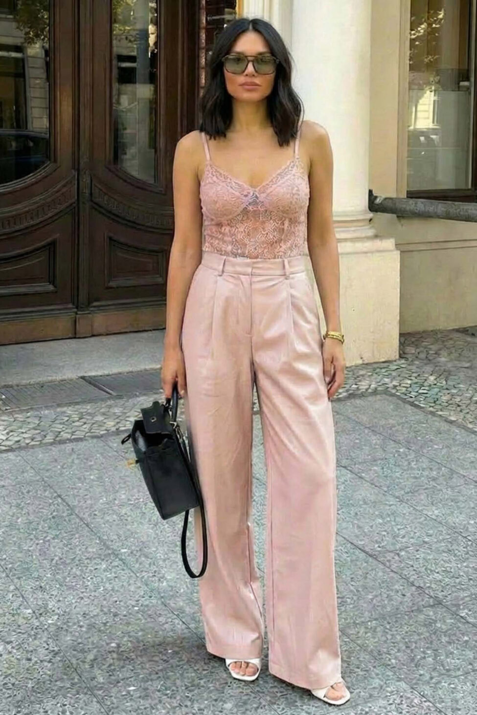 Harmony παντελόνι δερματίνης ροζ - Image 2