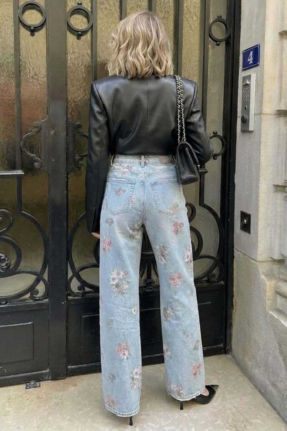 Imala τζιν παντελόνι με φλοράλ σχέδιο και στρας μπλε - Image 2