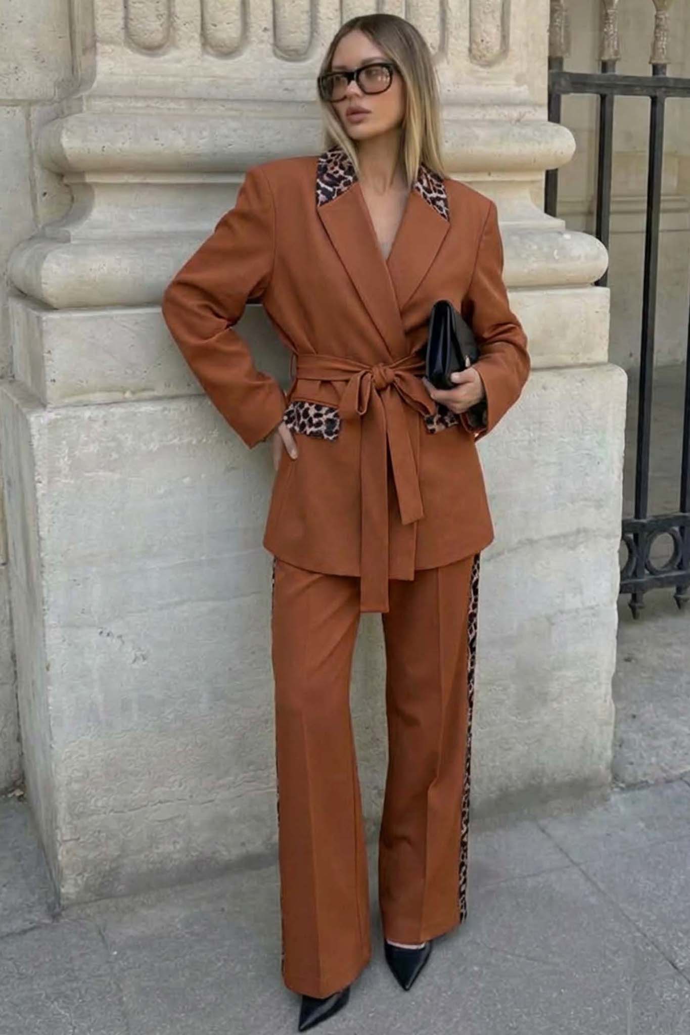 Instict σετ σακάκι και παντελόνι καφέ Instict σετ σακάκι και παντελόνι καφέ - Image 1