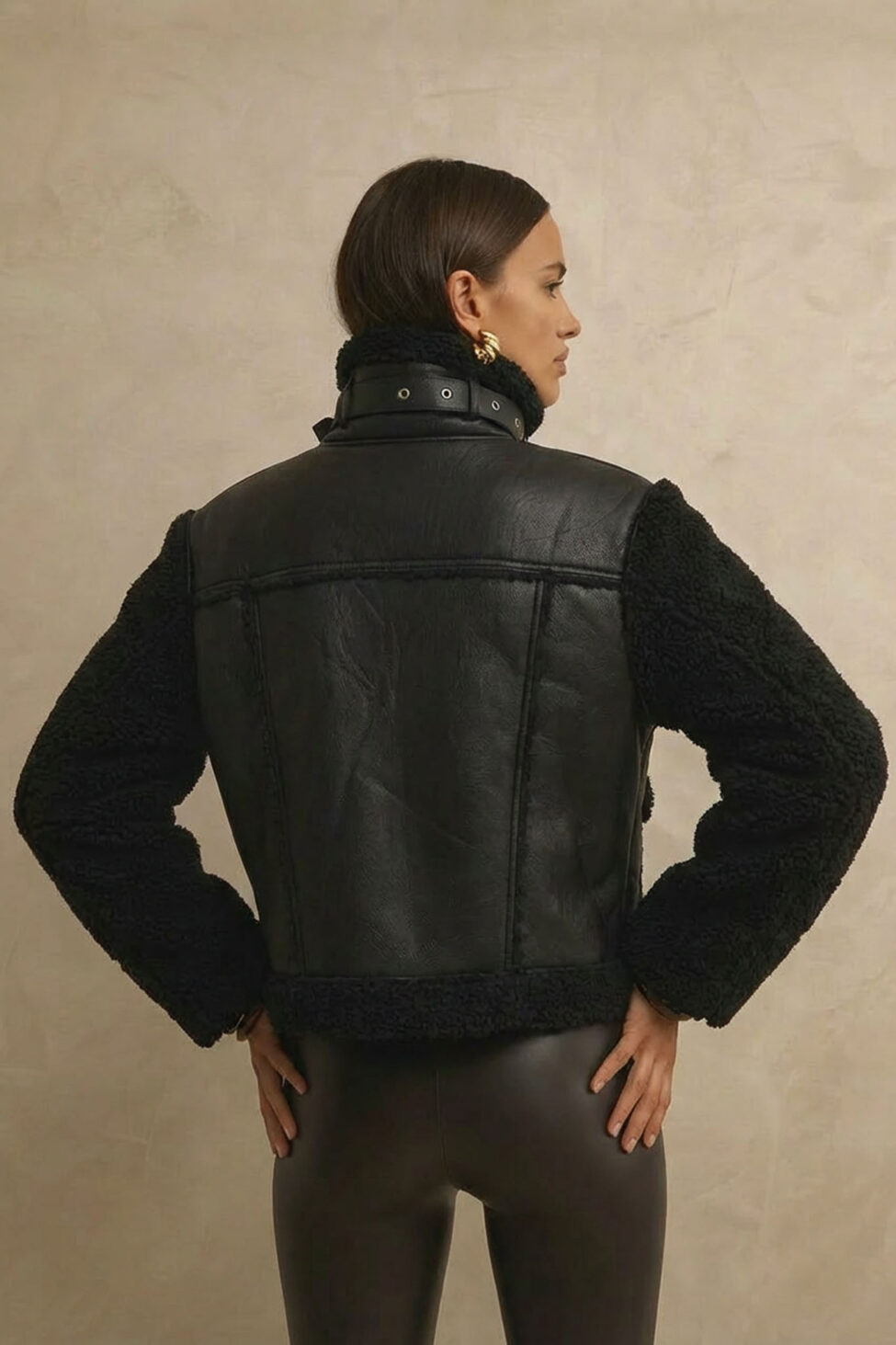 Jadira τζάκετ δερματίνης με γούνα μαύρο - Image 2