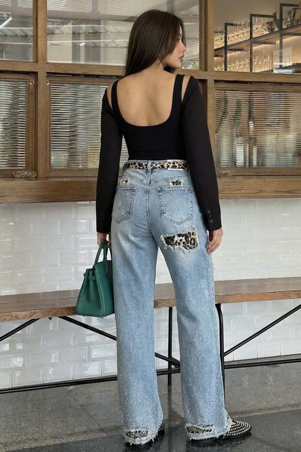 Jasper τζιν παντελόνι με ζώνη και σκισίματα μπλε - Image 2