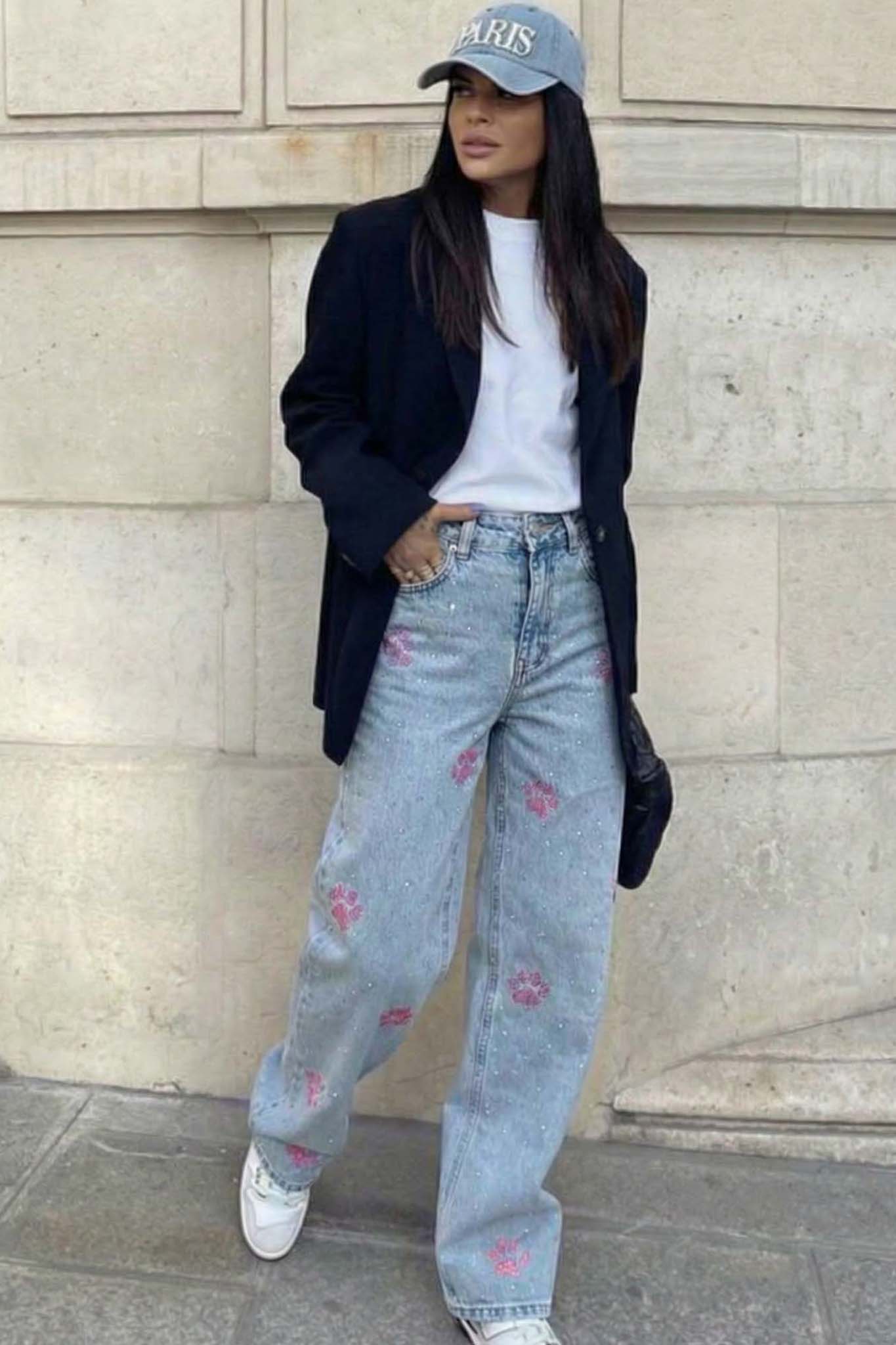 Jonas τζιν παντελόνι με σχέδιο και στρας μπλε Jonas τζιν παντελόνι με σχέδιο και στρας μπλε - Image 1