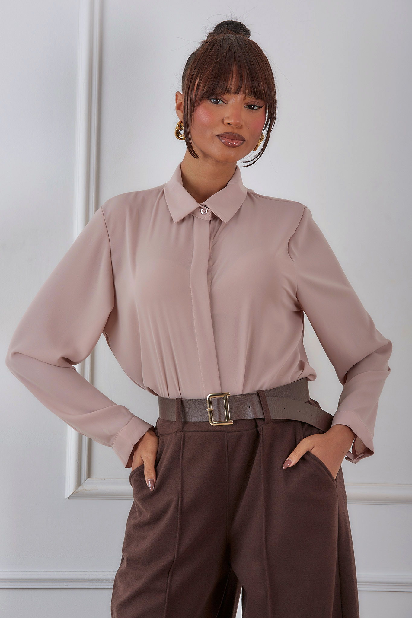 Juicy πουκάμισο ζορζέτα σομόν Juicy πουκάμισο ζορζέτα σομόν - Image 1