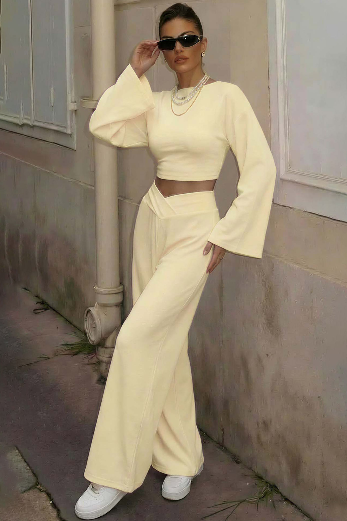 Kaida σετ φόρμα τοπ παντελόνι κίτρινο Kaida σετ φόρμα τοπ παντελόνι κίτρινο - Image 1