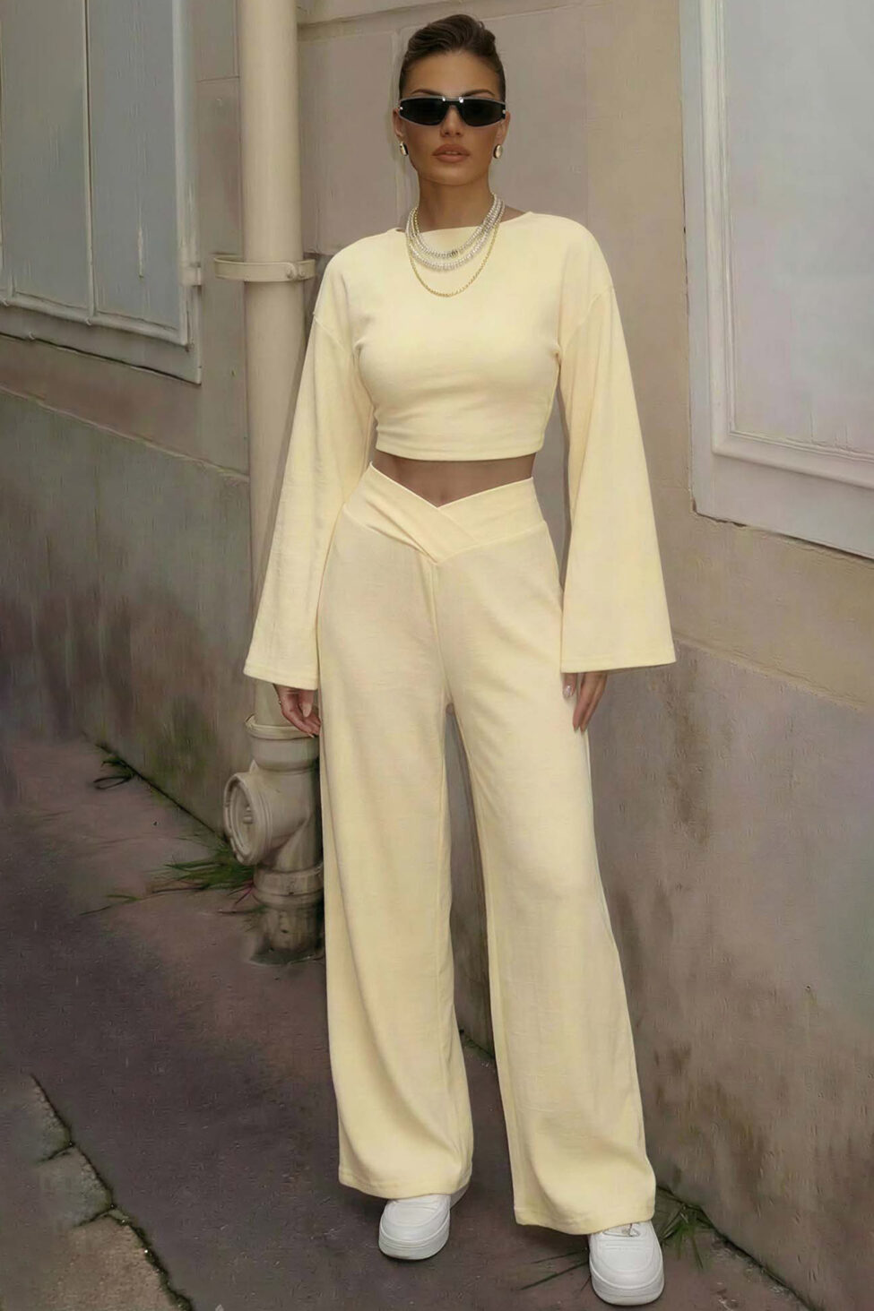 Kaida σετ φόρμα τοπ παντελόνι κίτρινο - Image 2