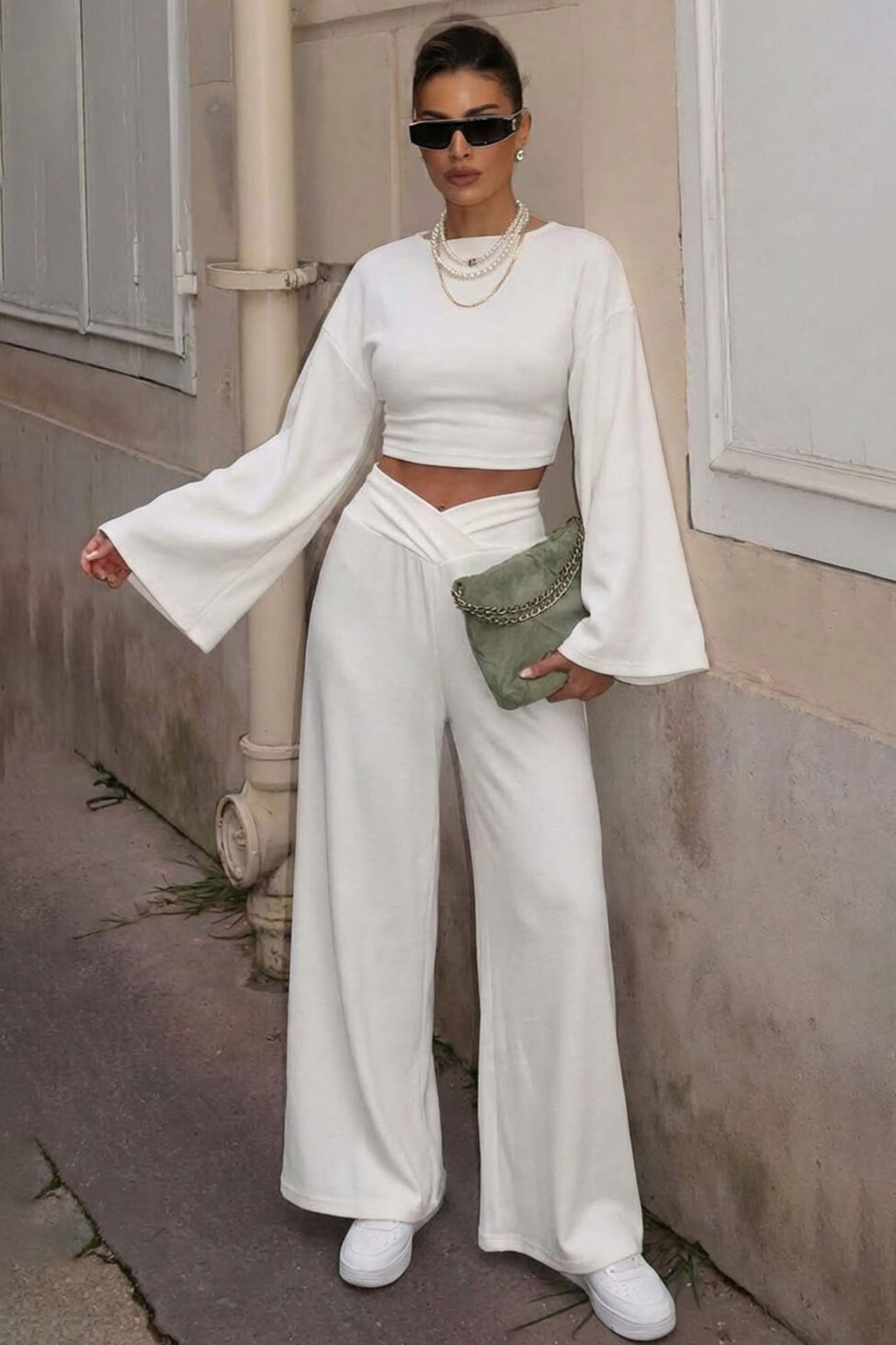 Kaida σετ φόρμα τοπ παντελόνι λευκό - Image 2