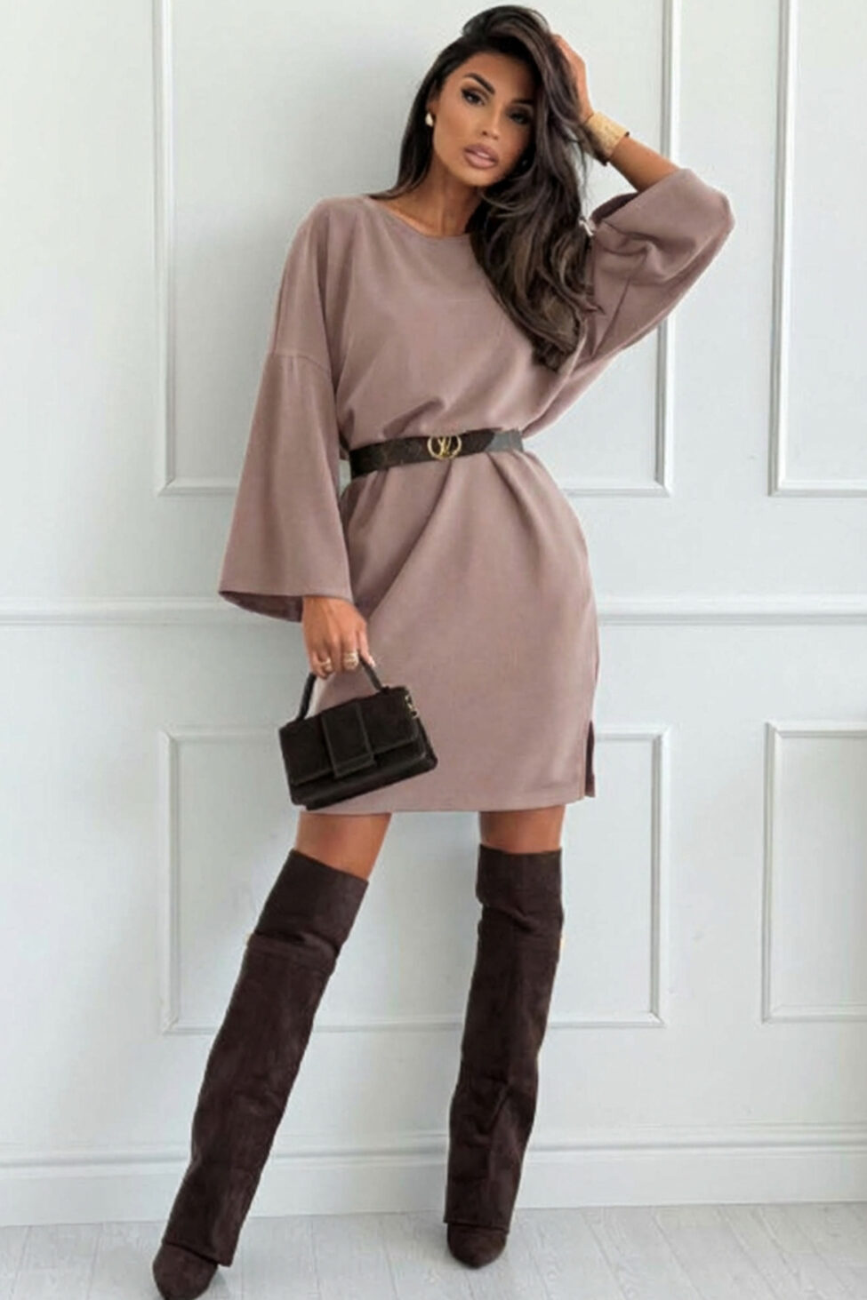 Kanna Φόρεμα Μίνι Με Ζώνη μπεζ - Image 2