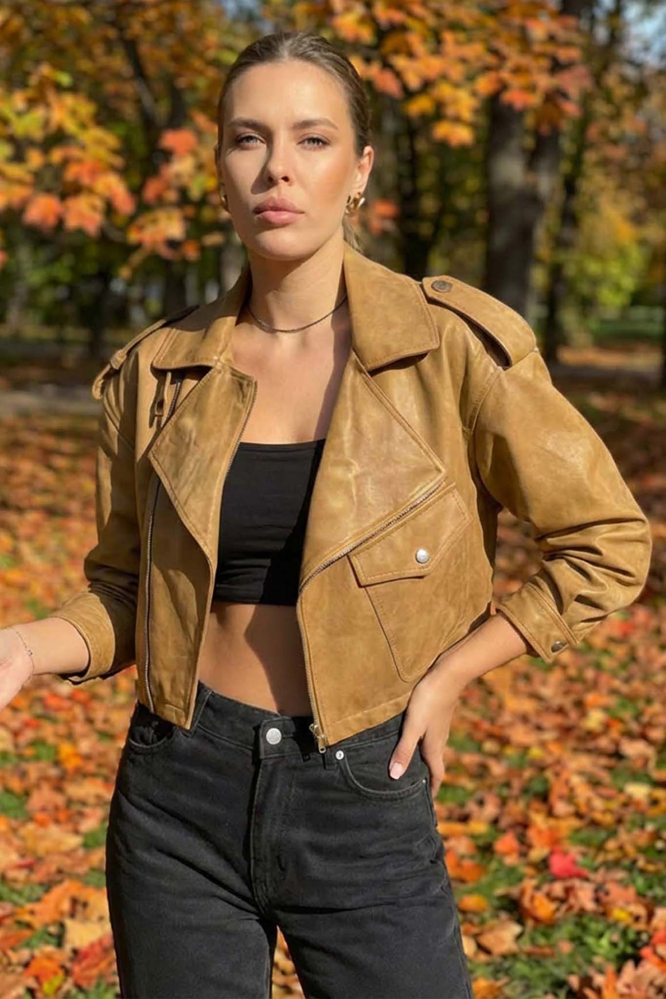 Killa τζάκετ από οικολογικό δέρμα μπεζ Killa τζάκετ από οικολογικό δέρμα μπεζ - Image 1