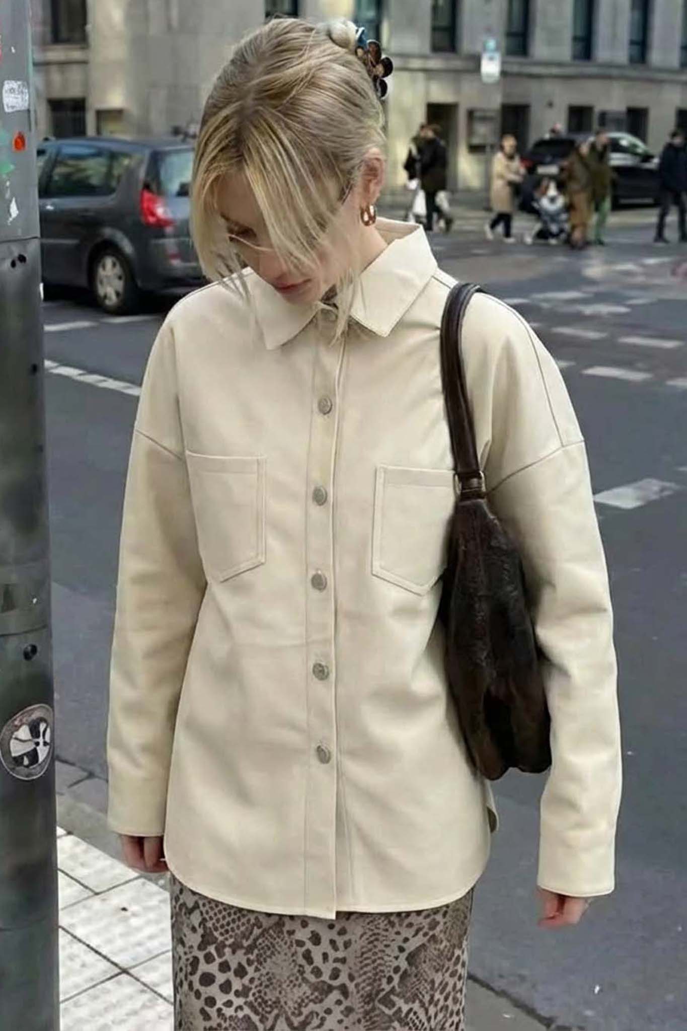 Kojima τζάκετ από οικολογικό δέρμα εκρού Kojima τζάκετ από οικολογικό δέρμα εκρού - Image 1