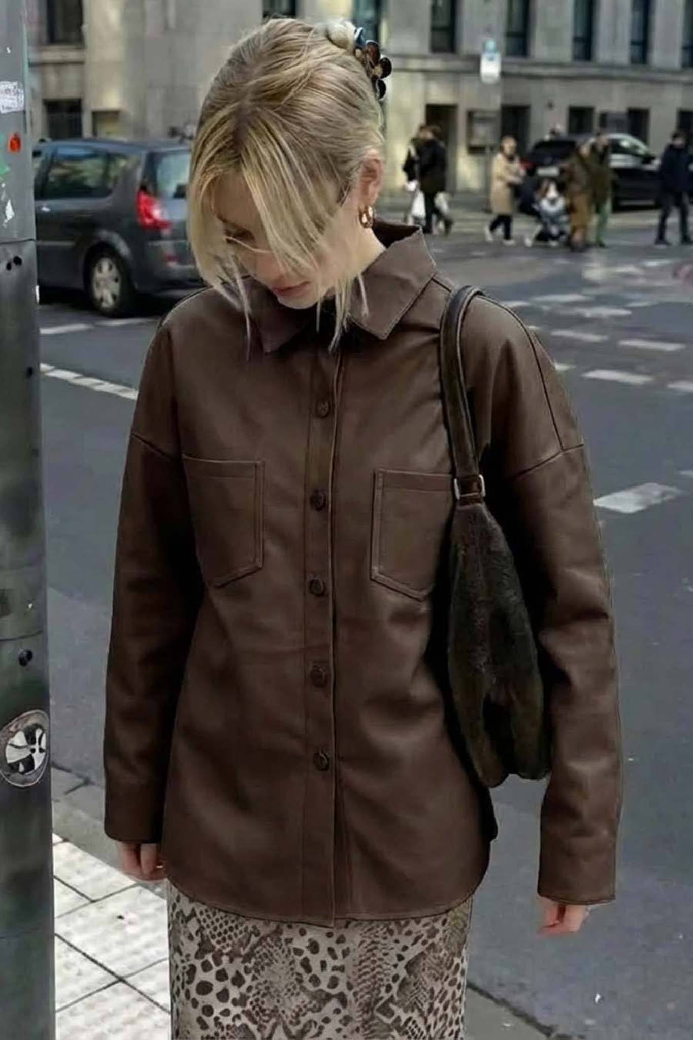 Kojima τζάκετ από οικολογικό δέρμα καφέ Kojima τζάκετ από οικολογικό δέρμα καφέ - Image 1