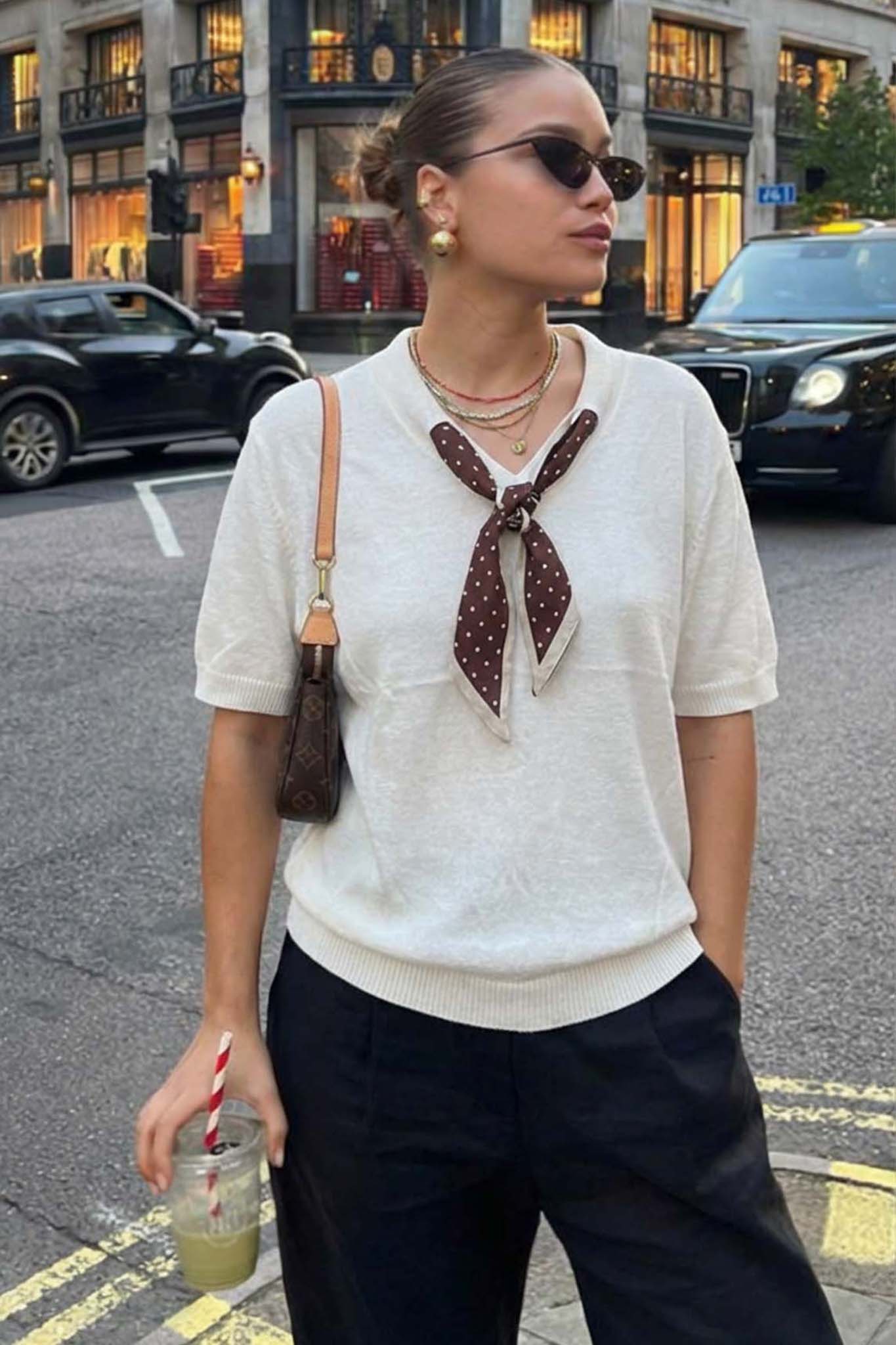 Marcel μπλούζα με ενσωματωμένο φουλάρι λευκό Marcel μπλούζα με ενσωματωμένο φουλάρι λευκό - Image 1