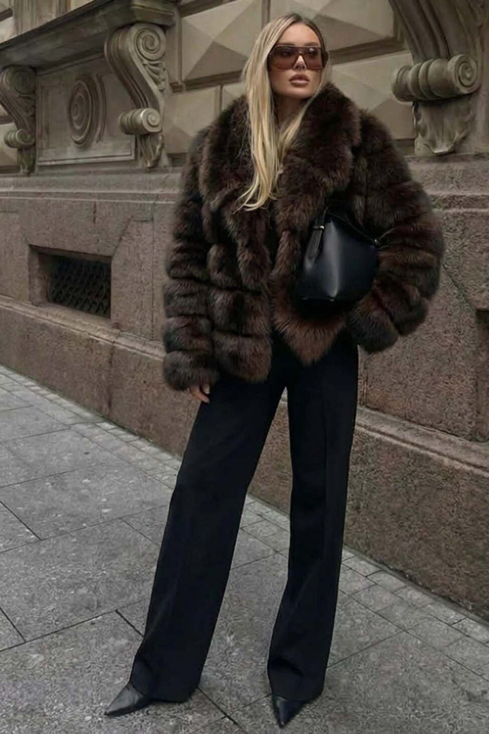 Marina γούνινο παλτό καφέ - Image 2