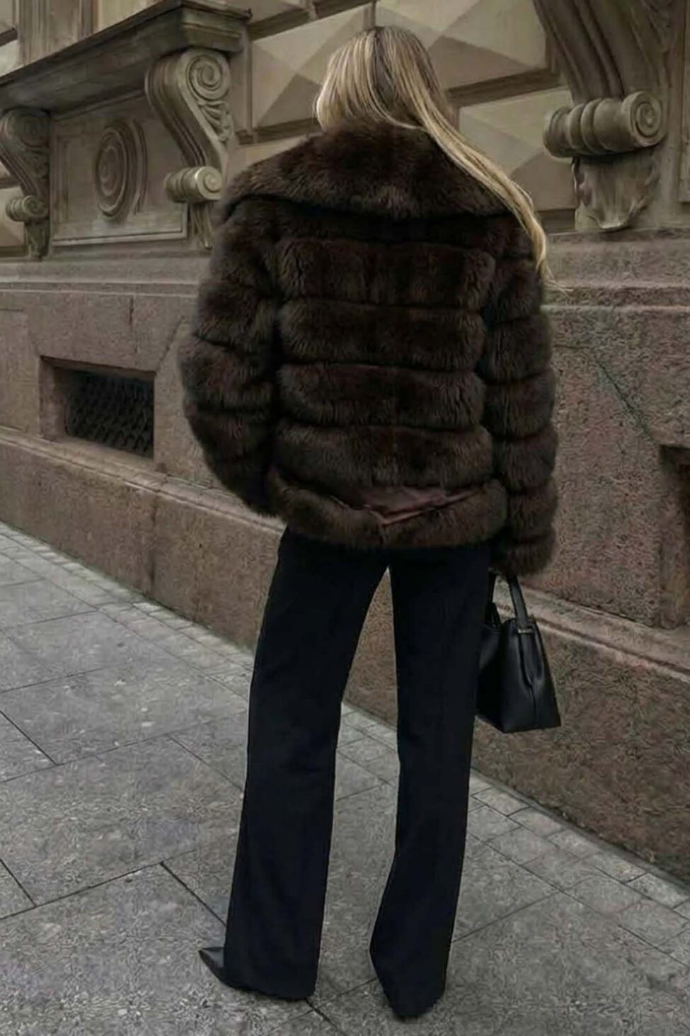 Marina γούνινο παλτό καφέ - Image 3