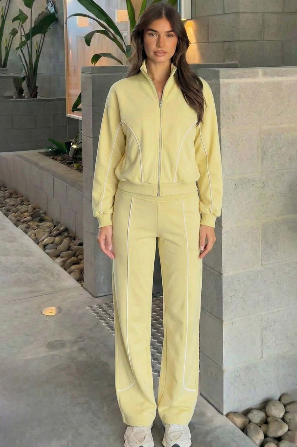Maybell σετ ζακέτα παντελόνι κίτρινο - Image 2