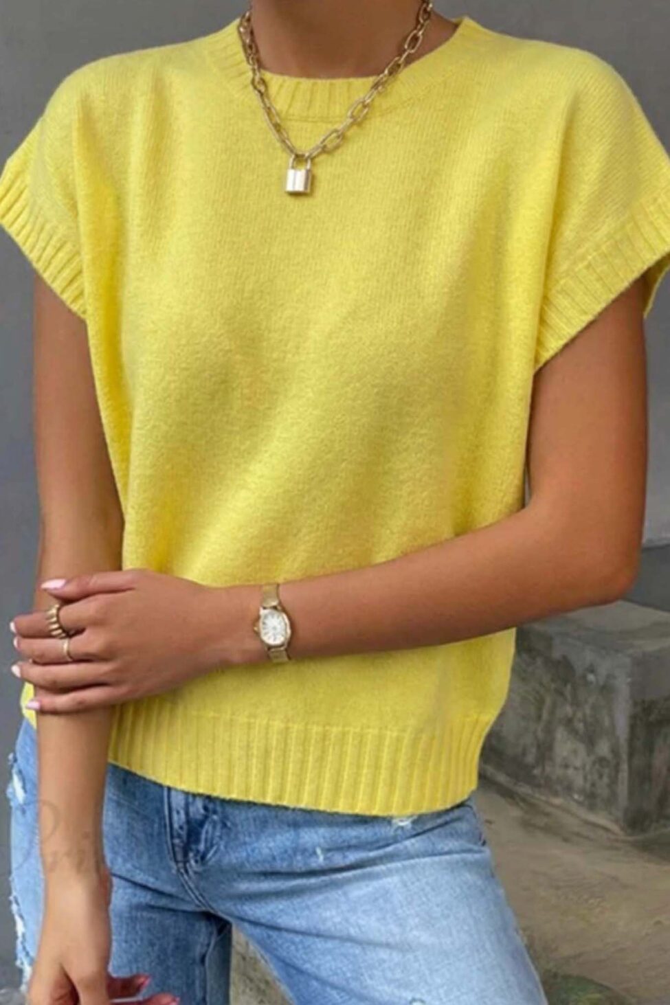 Mimika πλεκτό τοπ κίτρινο - Image 2