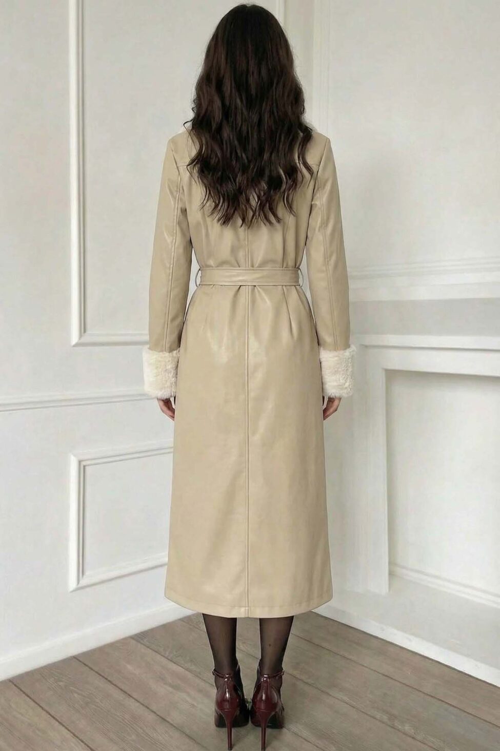 Nord Παλτό από οικολογικό δέρμα μπεζ - Image 2