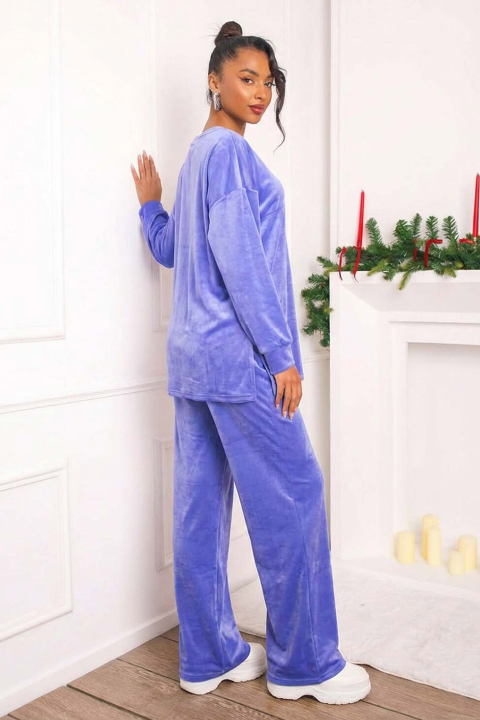 Novelis βελούδινο σετ μπλούζα-παντελόνι λιλά - Image 2