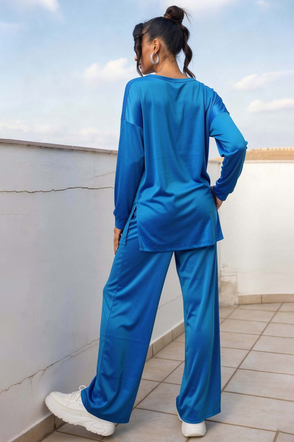 Novelis βελούδινο σετ μπλούζα-παντελόνι μπλε ρουά - Image 2