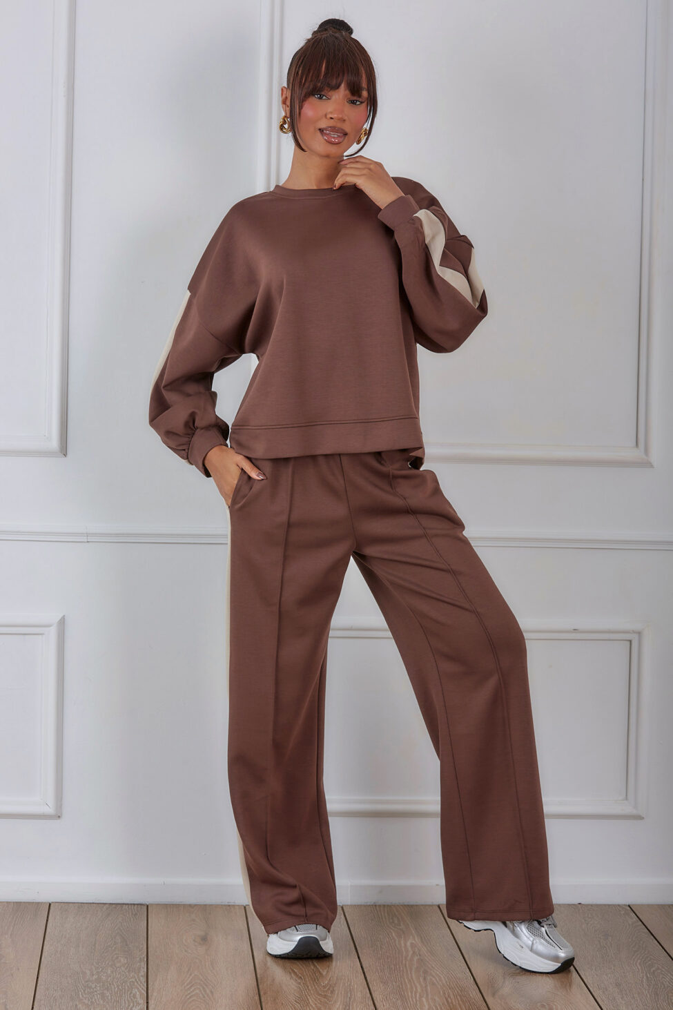 Picco σετ φούτερ παντελόνι καφέ - Image 2