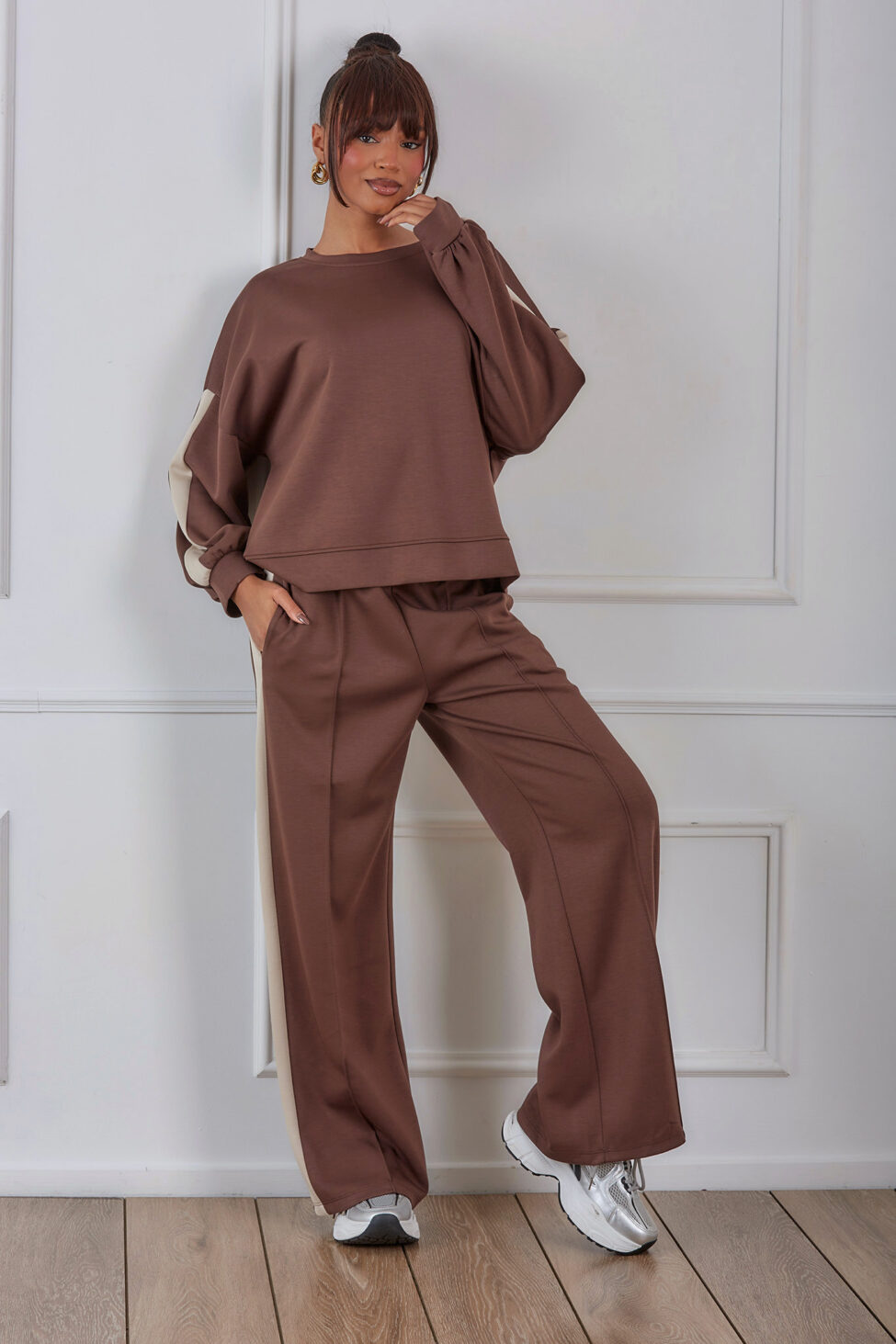 Picco σετ φούτερ παντελόνι καφέ - Image 3