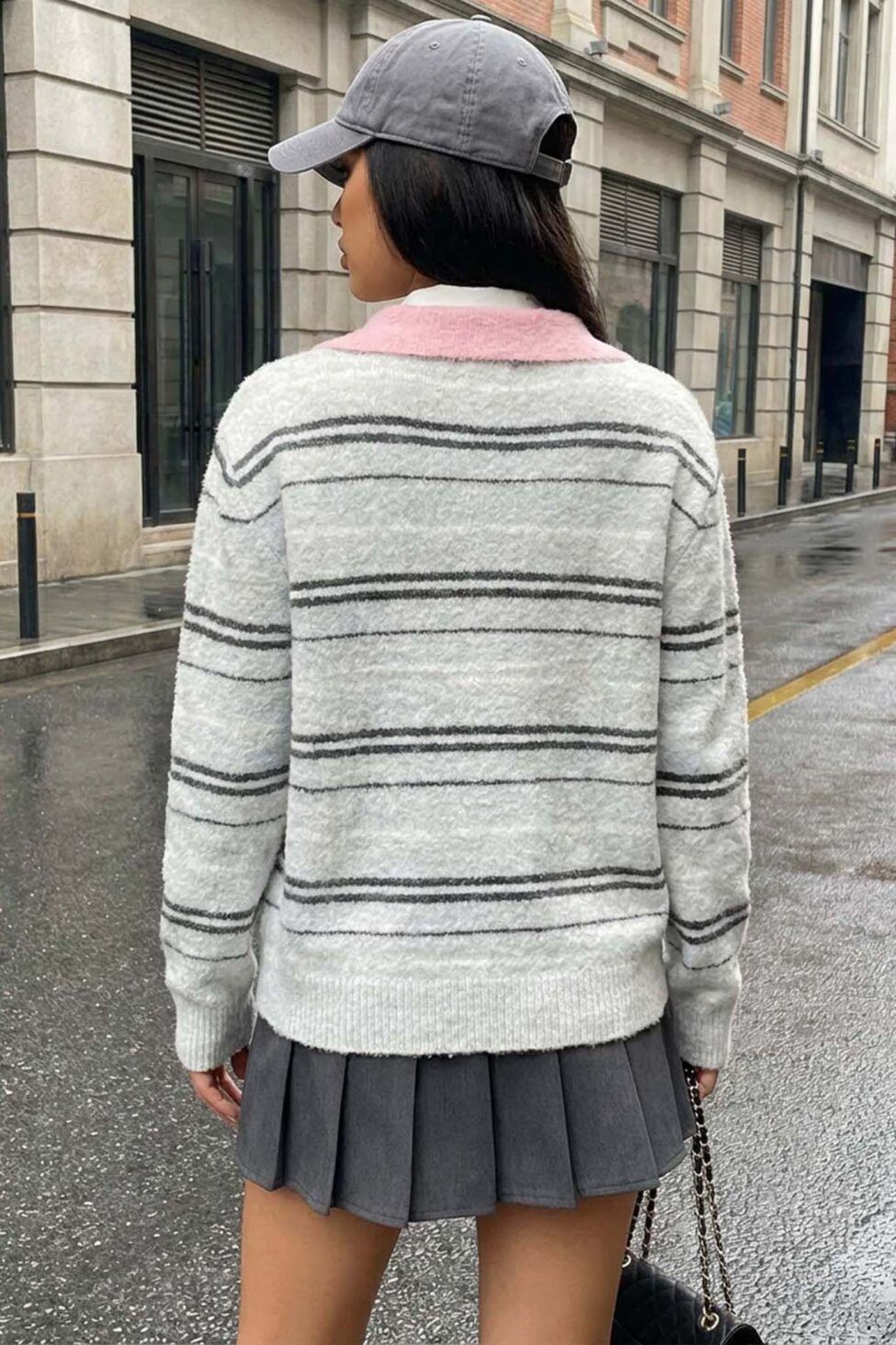 Pink Cloud πλεκτό πουλόβερ με γιακά γκρι - Image 2