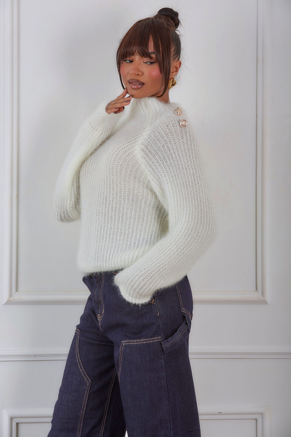 Polaris Πλεκτή Μπλούζα λευκό - Image 2