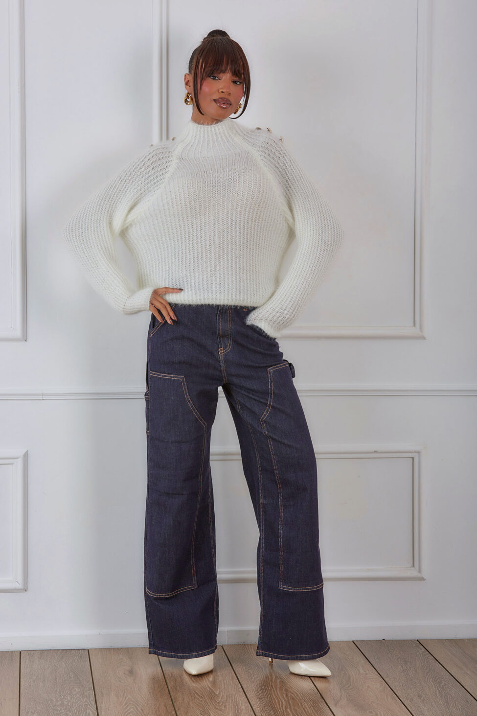 Polaris Πλεκτή Μπλούζα λευκό - Image 3