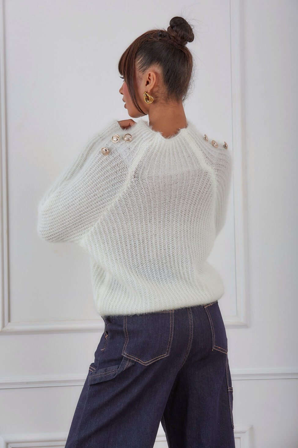 Polaris Πλεκτή Μπλούζα λευκό - Image 4