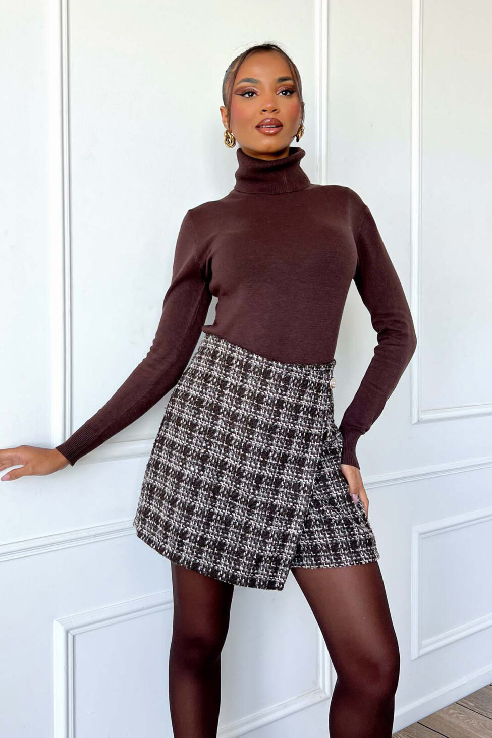 Rena σετ γιλέκο σορτς καφέ - Image 3