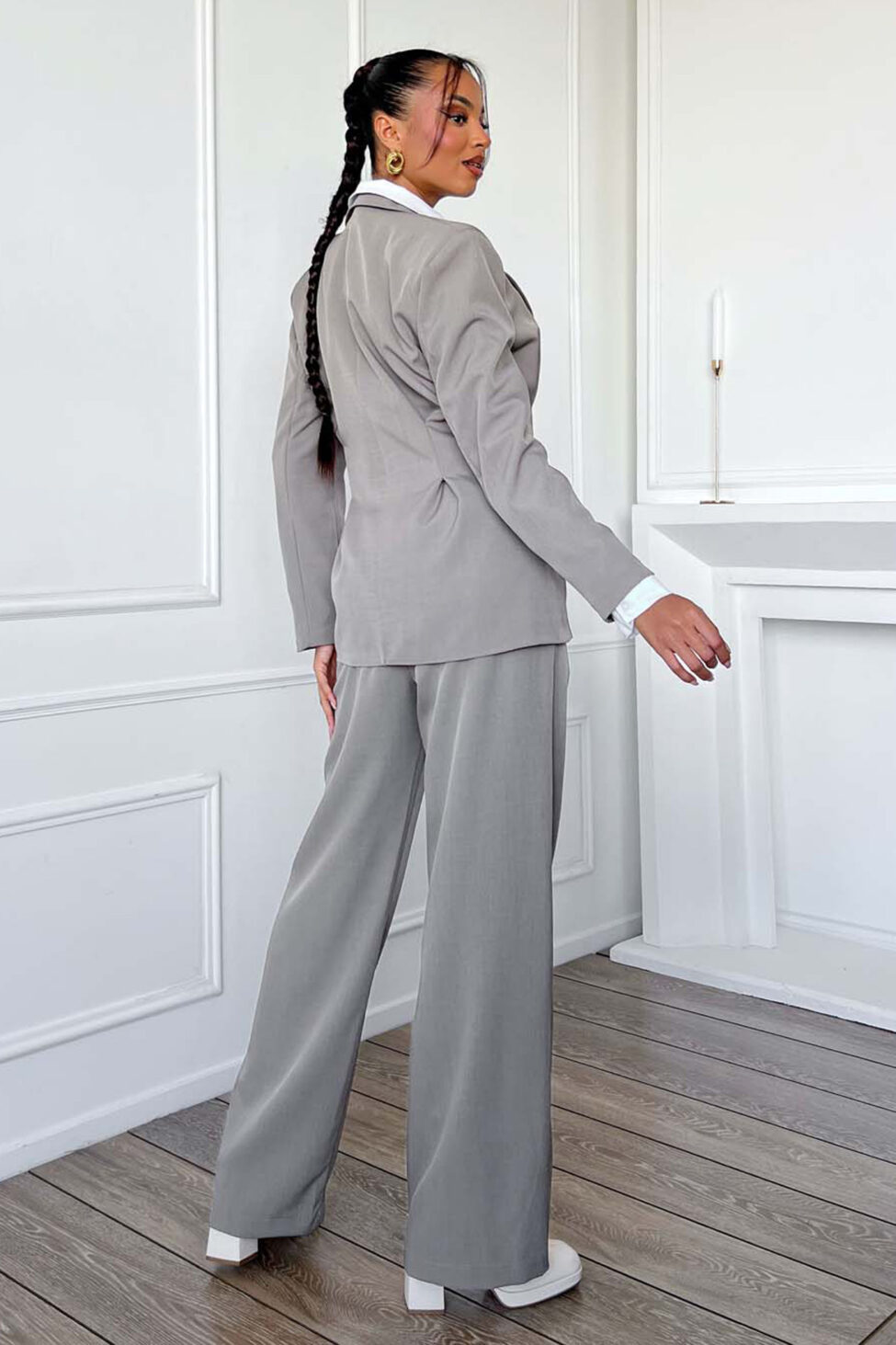 Suzzane σετ σακάκι με παντελόνι γκρι - Image 2