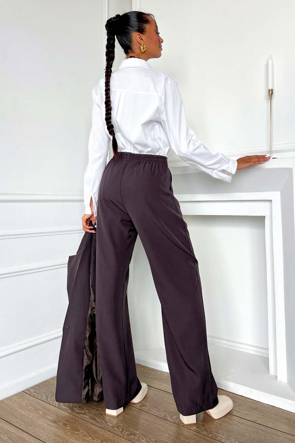 Suzzane σετ σακάκι με παντελόνι καφέ - Image 4