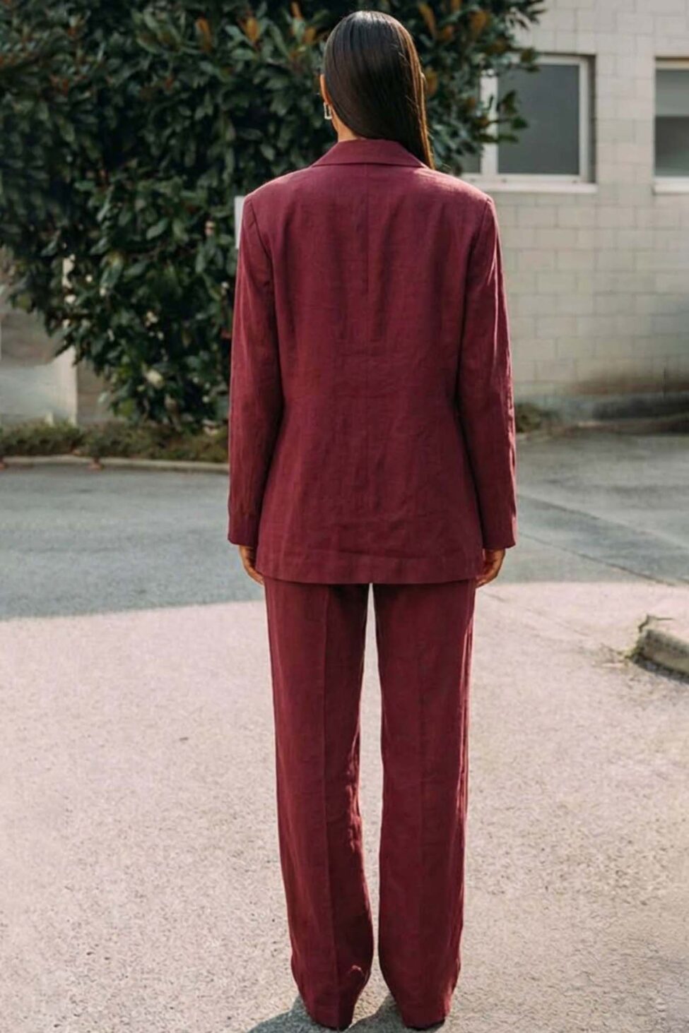 Suzzane σετ σακάκι με παντελόνι μπορντό - Image 2