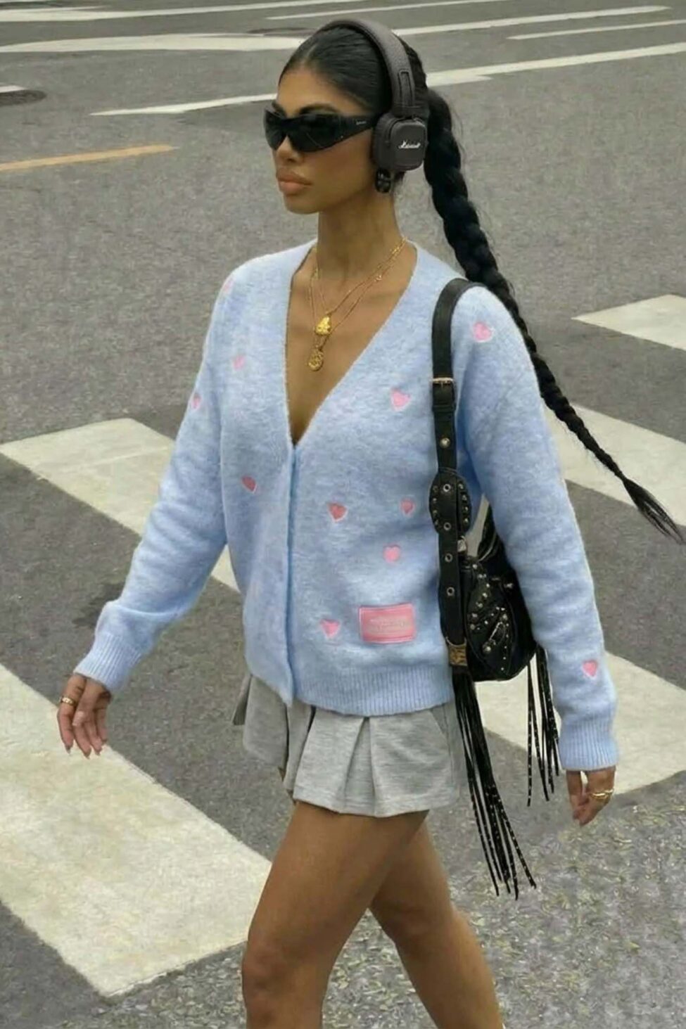 Sweetheart Πλέκτή Ζακέτα γαλάζιο - Image 2