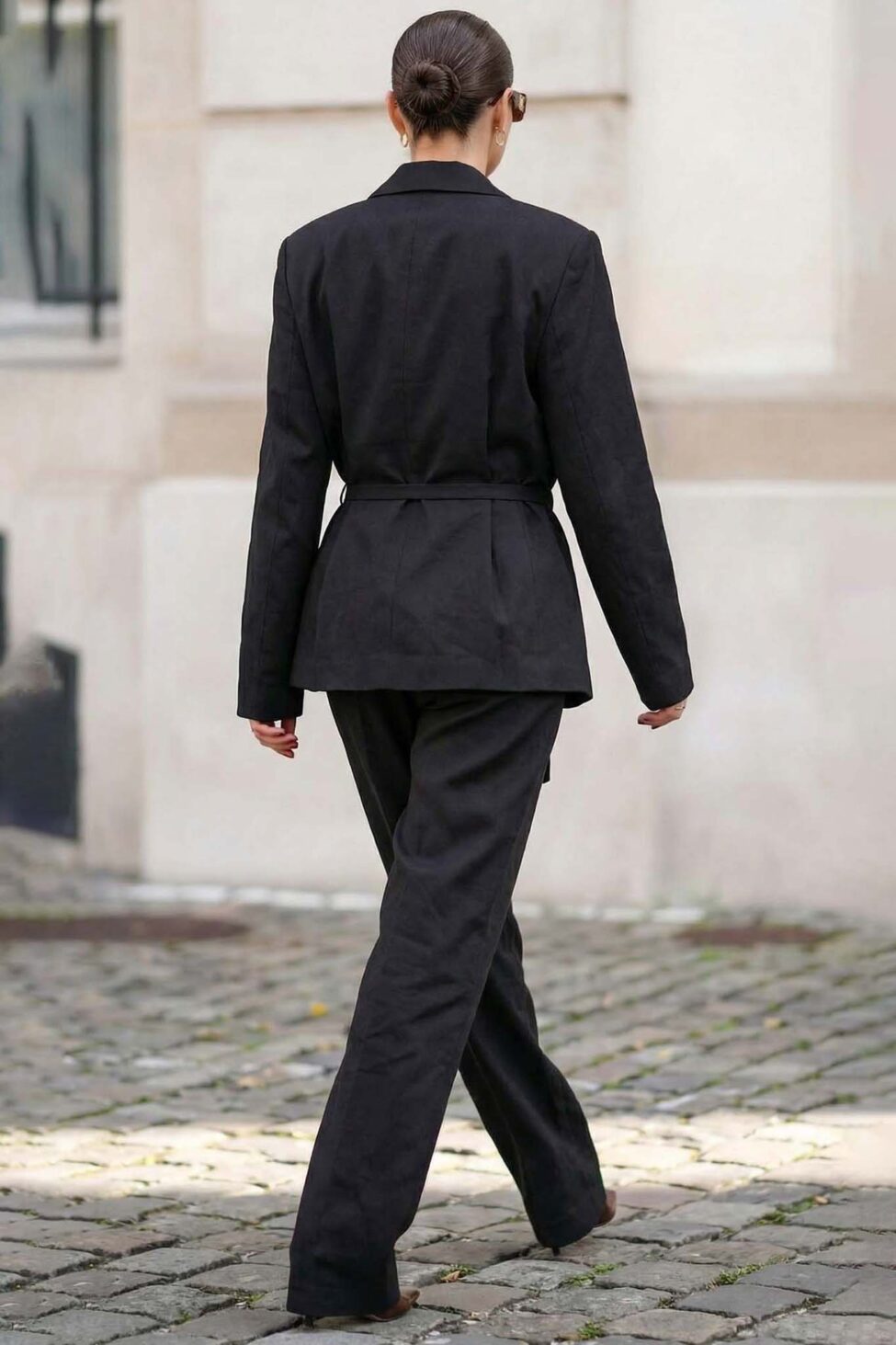 Thander σετ σακάκι με ζώνη και παντελόνι μαύρο - Image 2