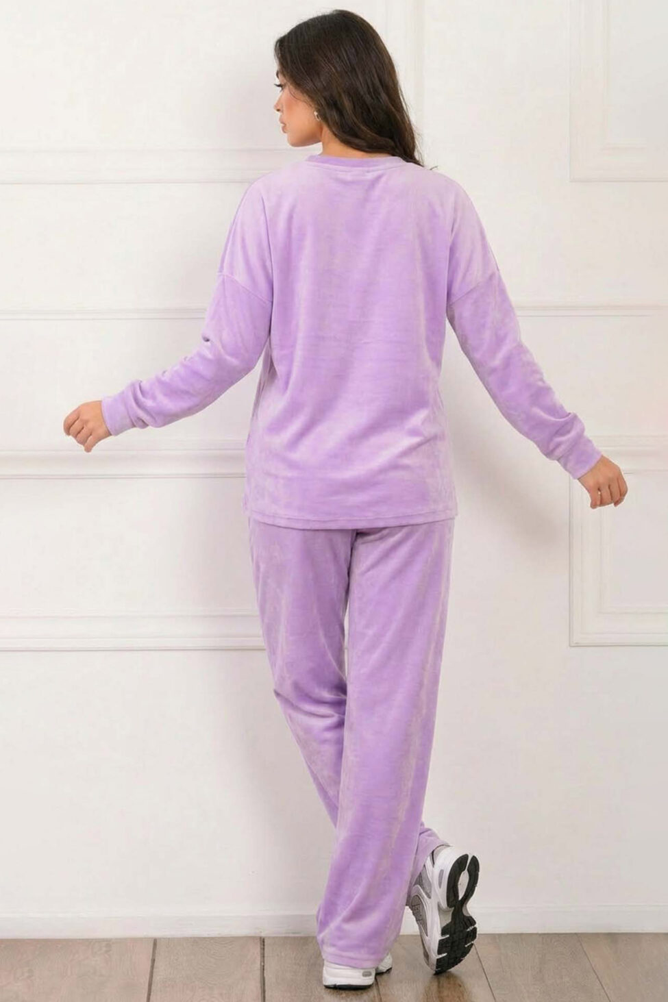 Vessaro σετ μπλούζα-παντελόνι με βελούδινη υφή λιλά - Image 2