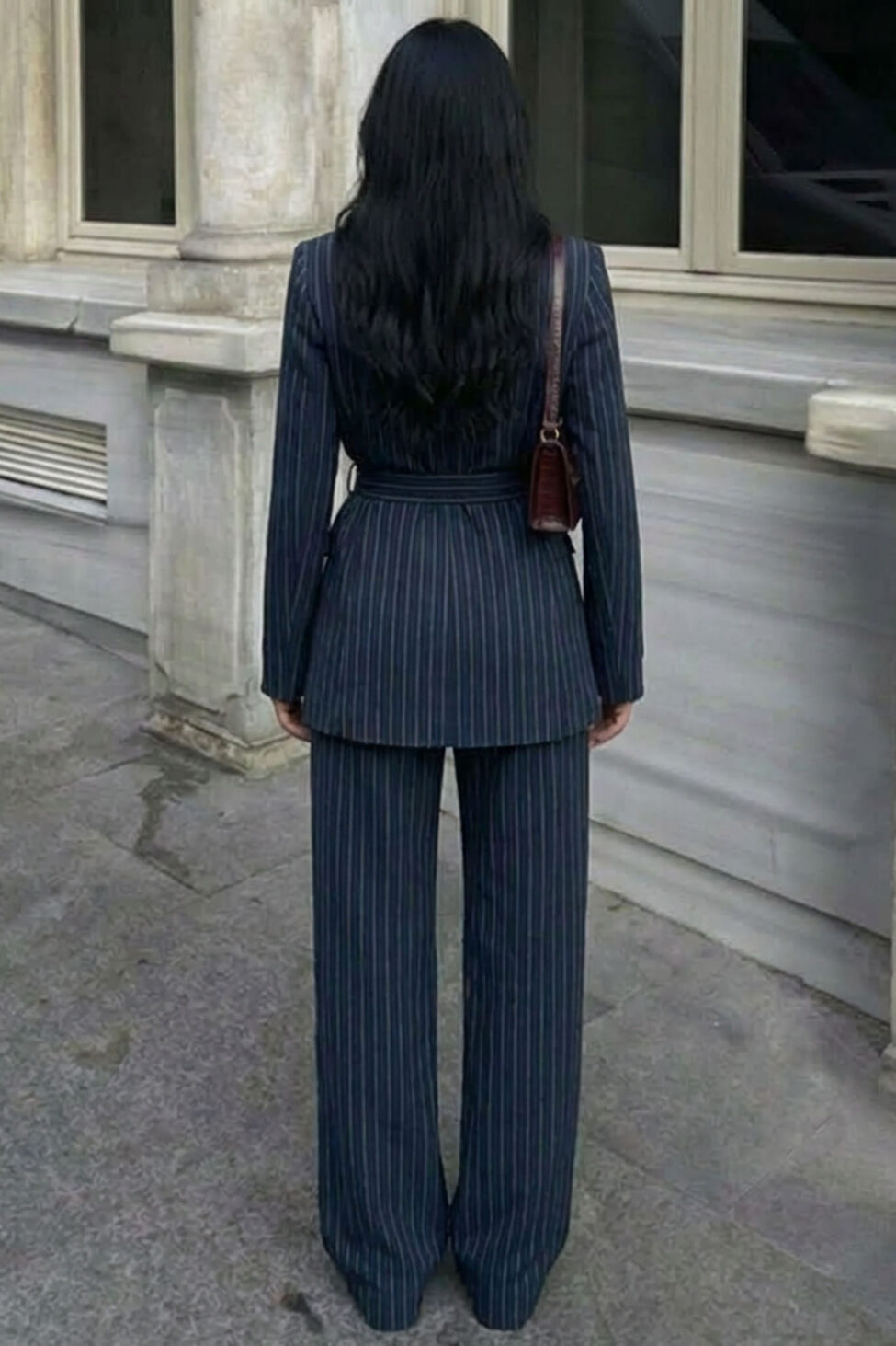 Victoria σετ ριγέ σακάκι με παντελόνι μπλε - Image 2