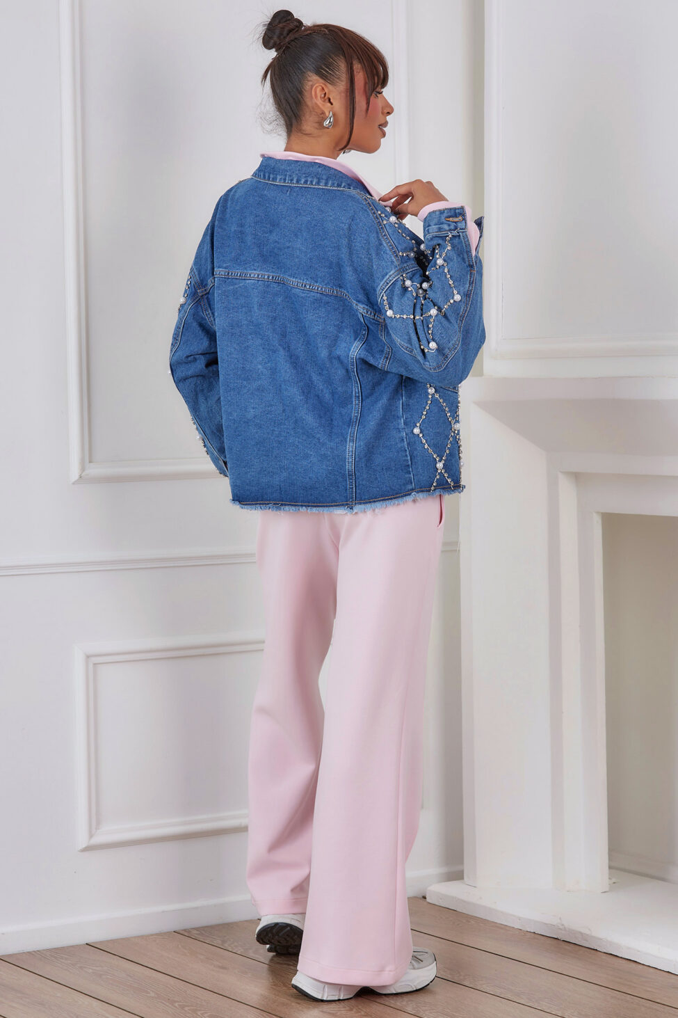 Waana τζιν τζάκετ με στρας μπλε - Image 3