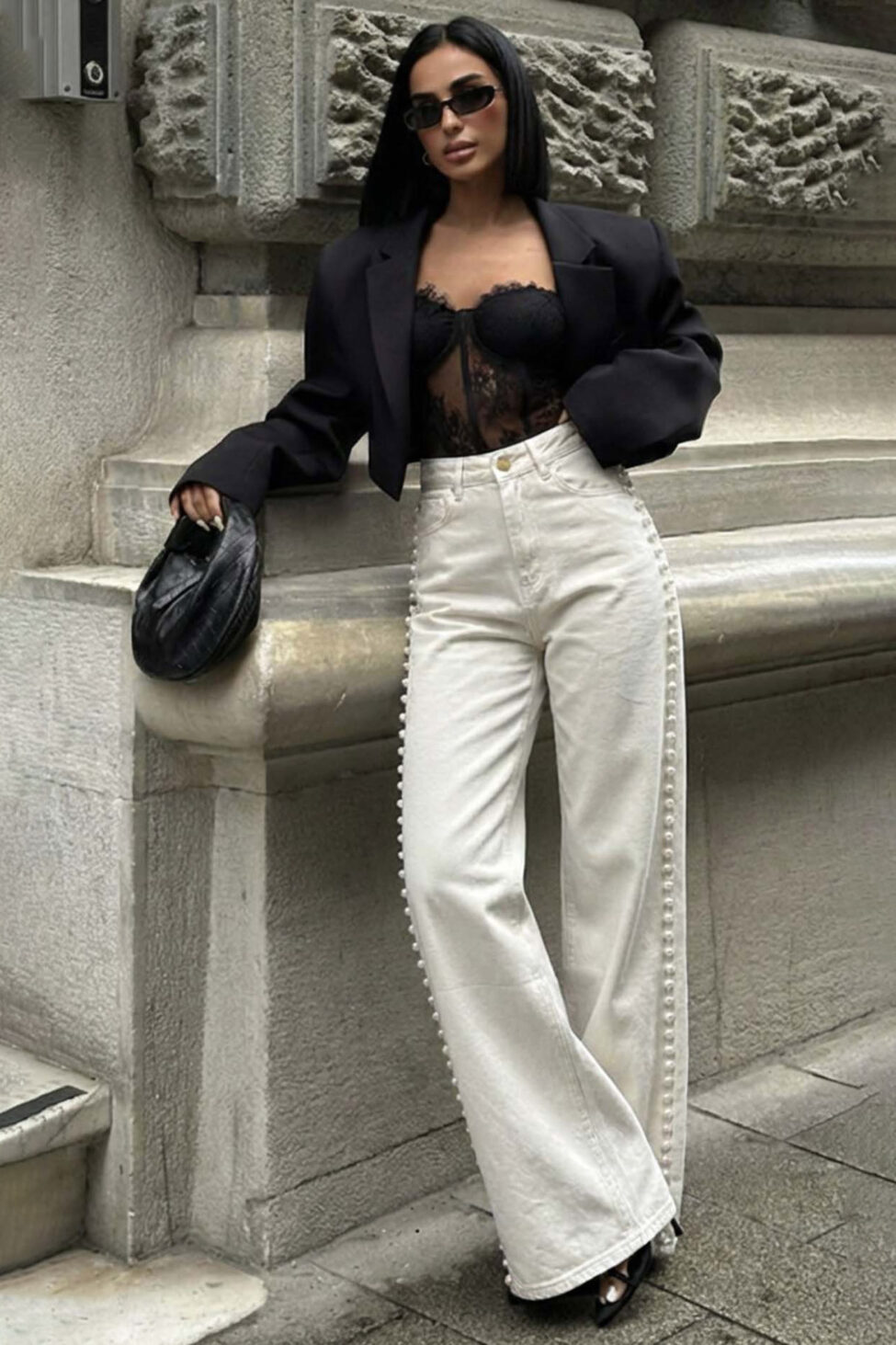 1Jessica ψηλόμεσο τζιν παντελόνι λευκό - Image 2