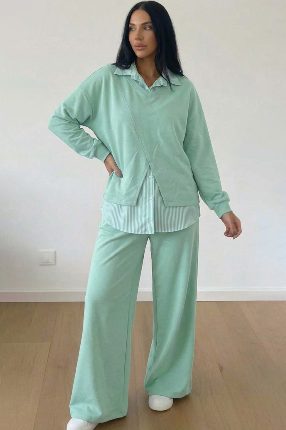 Adams σετ φούτερ παντελόνι φυστικί - Image 2