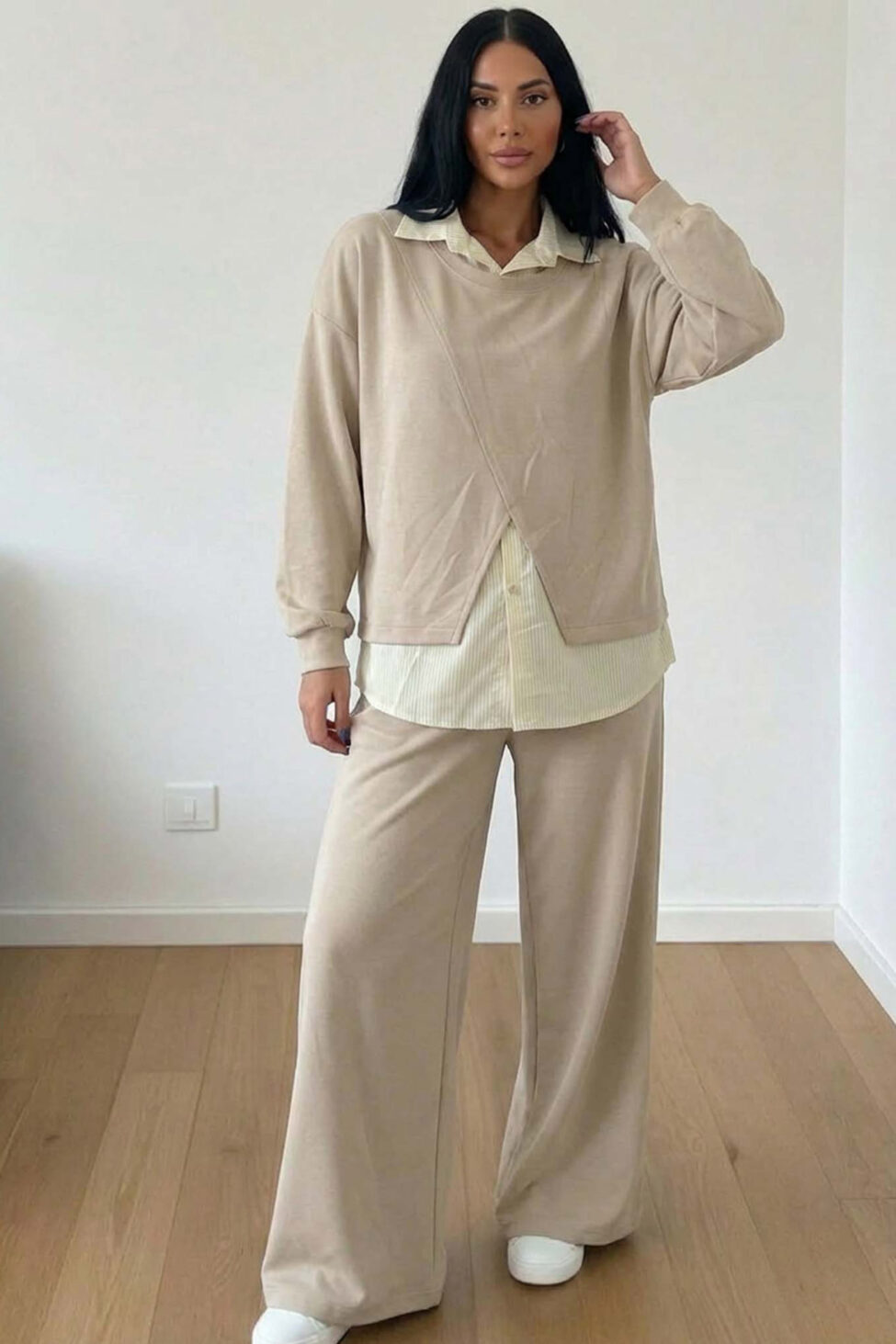 Adams σετ φούτερ παντελόνι μπεζ - Image 2