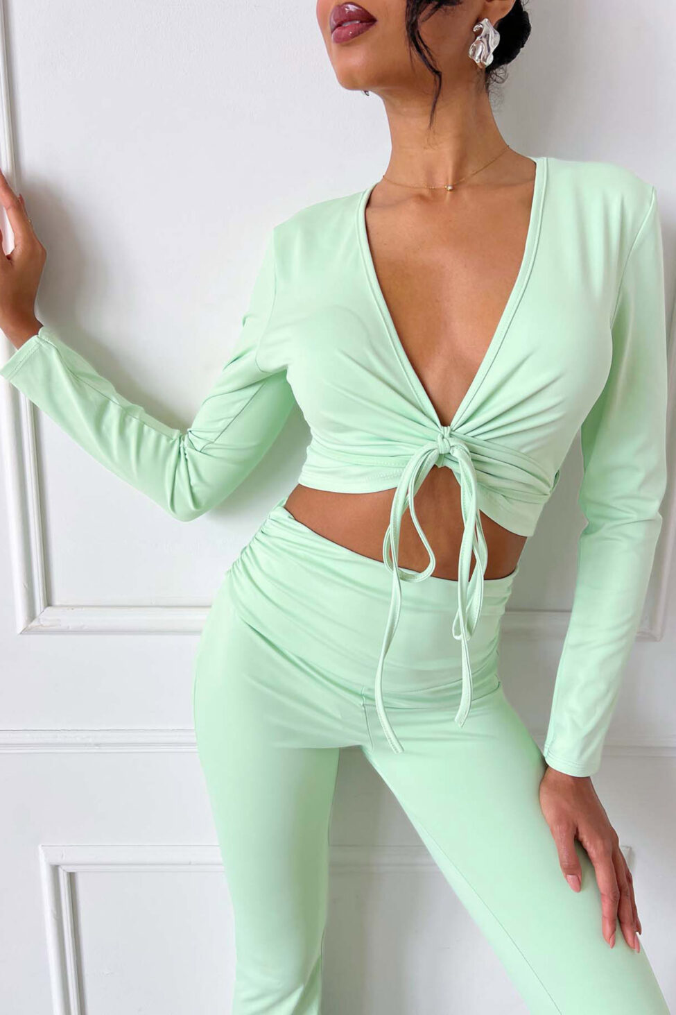 Airy σετ τοπ παντελόνι φυστικί - Image 3