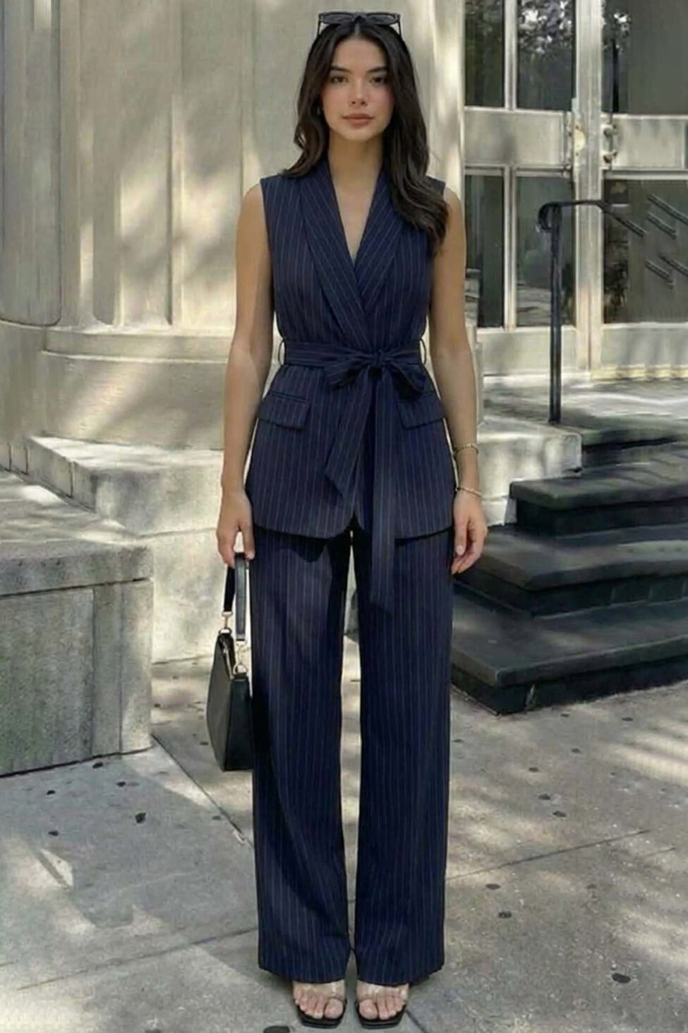 Alexus στ γιλέκο παντελόνι ριγέ μπλε σκούρο - Image 2