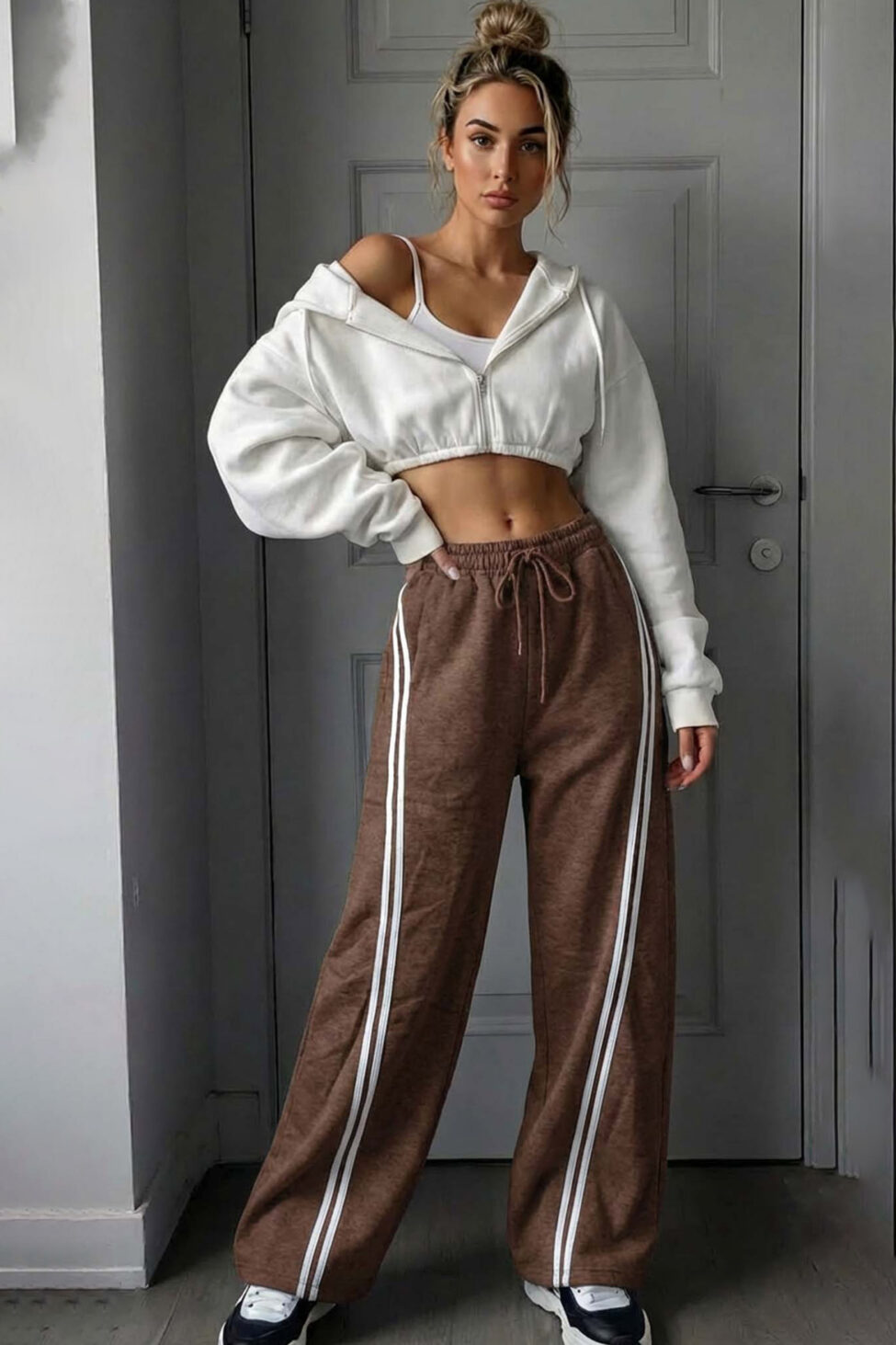 Alter παντελόνι φόρμα με ρίγες καφέ - Image 2