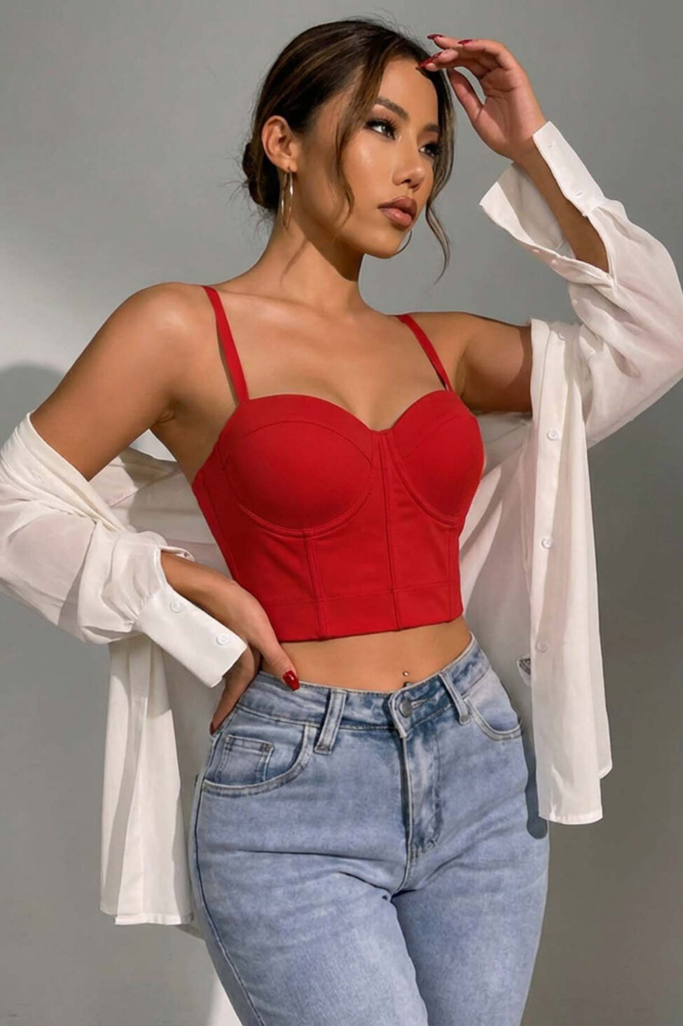 Asahi crop τοπ κορσές κόκκινο - Image 2