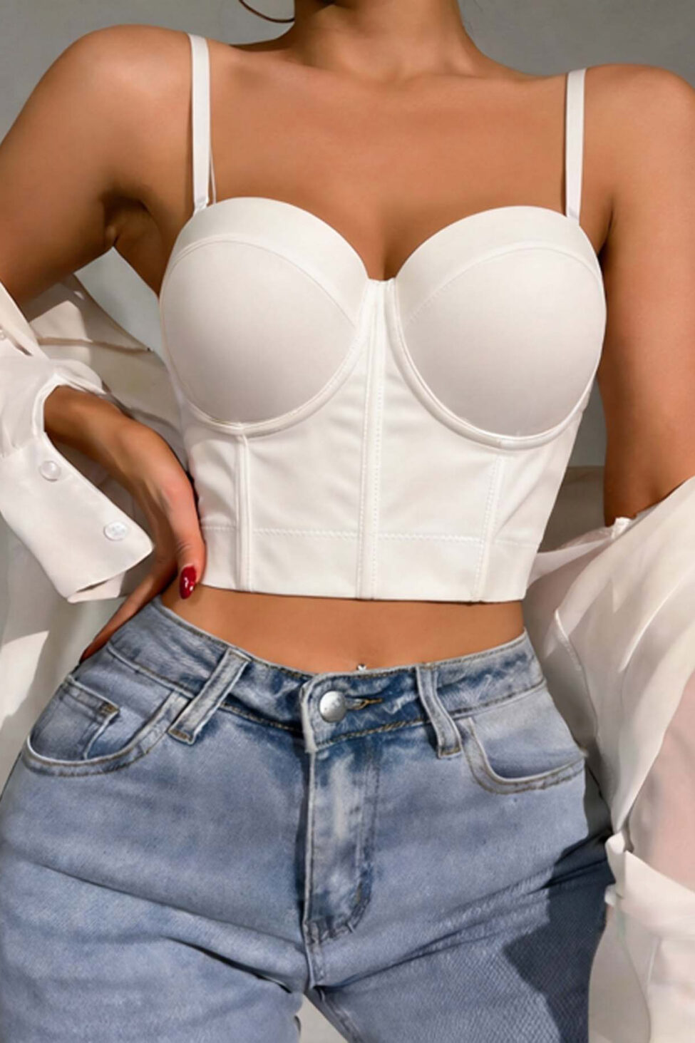 Asahi crop τοπ κορσές λευκό - Image 2