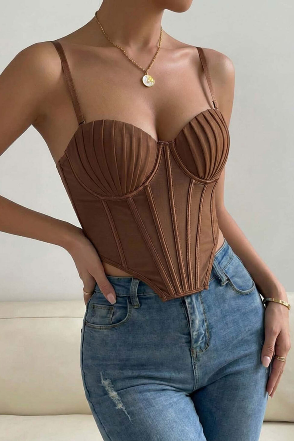 Ashley κορσές με διαφάνεια καφέ - Image 2