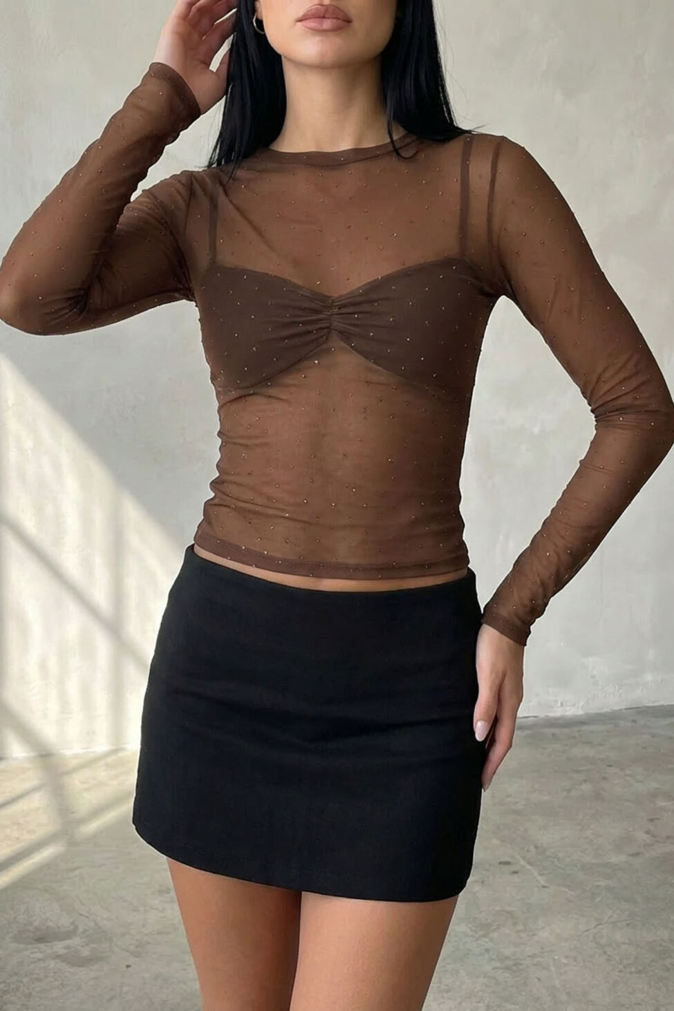 Astrae Μακρυμάνικη Μπλούζα καφέ - Image 2